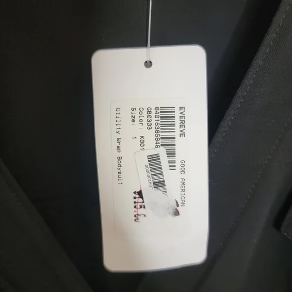 NWT Evereve Good American | Black Utility Wrap Long Sleeve Bodysuit Size 1 Small - Picture 9 of 10